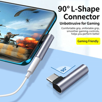 90 °   Adaptateur audio USB-C vers 3,5 mm, connecteur en forme de L à 90 degrés avec puce DAC de haute qualité pour écouteurs, téléphones mobiles Samsung, ordinateurs portables, jeux, OTG
