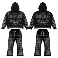 Conjunto Deportivo para Hombre con Sudadera Gráfica y Pantalones Anchos, Ropa Deportiva con Pedrería, Estilo Urbano, Casual, Cómodo, con Logotipo Personalizado OEM