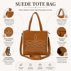 Bolso de Hombro de Cuero de Gamuza Hecho a Mano para Mujer, Estilo Occidental, Bolso de Mano para Uso Diario, Gran Capacidad, para Viajes, Oficina, Compras - Product Image 5