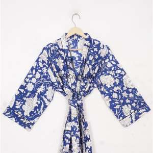 Kimono Hecho a Mano 100% Algodón con Estampado Floral, Ligero, para Verano, Spa, Baño, Informal, Romántico, Largo, para Dormir, Playa, Bikini - Product Image 3