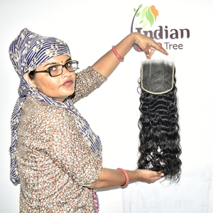 Extensiones de Cabello Humano Indio al por Mayor, Cierre HD 6*6, Rizado, Doble Trama, Sin Procesamiento Químico, Color Negro Natural - Product Image 2