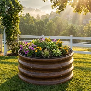 Bac à fleurs rectangulaire en bois rustique pour jardin, pour plantes vertes, non traité - Product Image 4