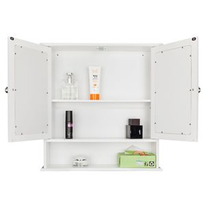 Armadietto da Bagno Bianco DK a Doppia Anta da Parete con Specchio LED per Bagno - Product Image 5