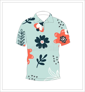 เสื้อโปโลพิมพ์ลายดอกไม้สีฟ้าอ่อนสำหรับผู้ชาย แขนสั้น แฟชั่นลำลองฤดูร้อน เสื้อยืดโปโลสำหรับเล่นกอล์ฟ - Product Image 1