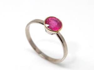 White <b>Gold</b> Ruby Engagement <b>Ring</b> Red Stone Bi Color White Yellow <b>Gold</b> Modern Jewelry Gift For Women - Product Image 4
