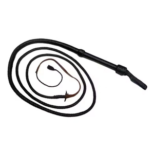 Látigo de nailon trenzado negro con flequillo trenzado marrón para equitación - Product Image 1