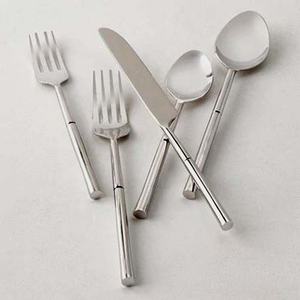 Eco Friendly Travel Stainless Steel Straw Fork Spoon Set New Luxury Design Silver Plated With <b>Long</b> Round Portable Handle - Product Image 1