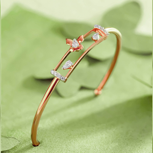 Rose Gold Lab Grown Diamond Floral 18K Women's <b>Bangle</b> <b>Bracelet</b> - Product Image 3