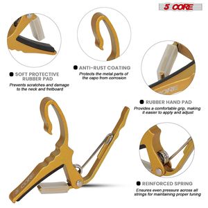 คาโป้5คอร์สำหรับกีตาร์ไฟฟ้าอะคูสติกแบนโจแมนโดลินอูคูเลเล่พกพากระเป๋าคาโป้อัลอัลอิลว6ชิ้น - Product Image 2