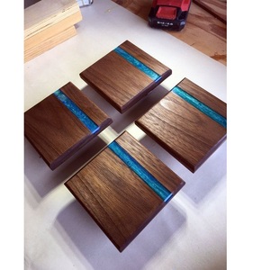 Designer Walnut Wood Epoxy Resin Coaster <b>Set</b> Natural Walnut Resin Coasters for Tea & Coffee - Product Image 1