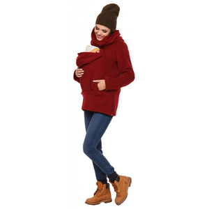 Sweat-shirt de maternité 3 en 1 pour femme avec porte-bébé amovible, poche kangourou, fermeture éclair, polaire, vêtement d'extérieur pour l'hiver - Product Image 3