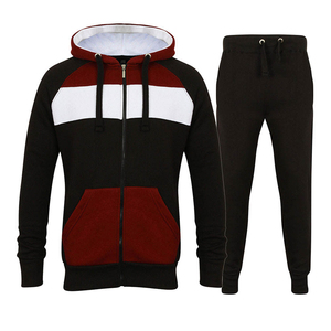 Men's Color Blocking Hooded <b>Tracksuit</b> Set Full Zipper Sweatshirt With Side Pockets And Matching Pants Casual Wear Autumn Style - Product Image 4