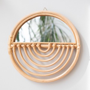 Cadre de miroir rond en rotin naturel toutes tailles disponibles miroirs muraux pour la décoration de la maison - Product Image 4
