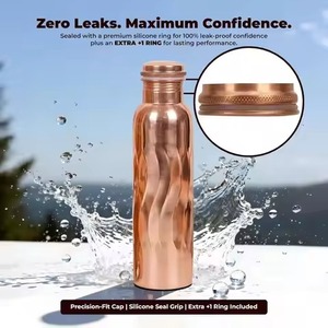 Exclusive Design Health Benefits Stylish Shiny Polished Simple Designer Pure Copper <b>Metal</b> Bottle Storage Lemon Juice Bottle - Product Image 2