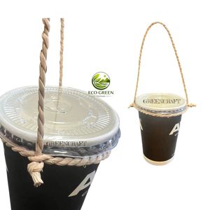 Water Hyacinth <b>Cup</b> Handle for <b>Reusable</b> Tumblers Handmade Woven Beverage Carrier Wholesale Factory Price - Product Image 6