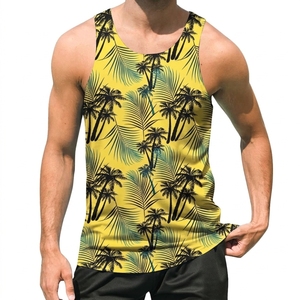 Chaleco Personalizado sin Mangas para Hombre, Cuello Redondo, Estampado de Palmeras Tropicales, Transpirable, Top de Verano, Camisetas de Baloncesto - Product Image 1