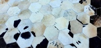 Modern Black Cream Cowhide Leather Rug Non Slip Hair on Hide Patchwork Carpet Indoor Outdoor