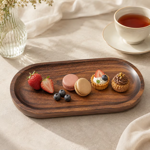 Bandeja de Servir Rectangular Delgada Moderna de Madera de Nogal Rehman Craft, 32x16cm, Borde Bajo, Esquinas Redondeadas, Acabado Liso, Apta para Alimentos - Product Image 6