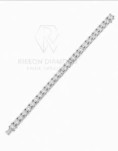 Classic diamond tennis <b>bracelet</b> in 18K <b>white</b> gold continuous row of round brilliant cut diamonds timeless luxury fine jewelry - Product Image 3