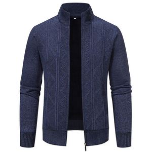 Mens Knitted <b>Cardigan</b> Thick Sweater Full Zip O-Neck Warm Jumper Fleece Lined Winter <b>Coat</b> Cotton/Bamboo Fiber Raised Rubber Print - Product Image 4
