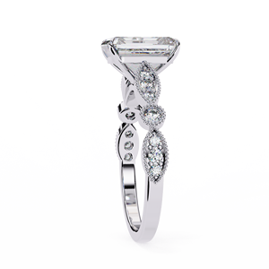 Anillo de Diamante de Laboratorio con Corte Esmeralda de Lujo de 2.50ct, Estilo Art Deco Vintage, con Tallo Milgrain, Oro Vermeil de 18K, Joyería Ética para Novia - Product Image 6