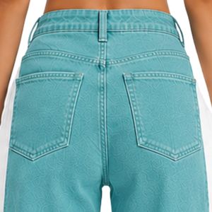 Turquoise Blue <b>Women</b> Wide Leg Jeans High Waist Loose Fit Denim Pants Casual Streetwear Fashion <b>Trousers</b> Trendy Baggy Style - Product Image 6