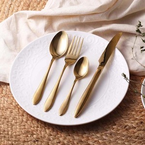 Elegante Juego de Cubiertos Dorados con Acabado Espejo de Alta Calidad, Cubiertos de Metal Resistentes al Óxido para Eventos de Boda - Product Image 1