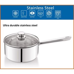 Casserole en acier inoxydable de 3 Qt compatible avec l'induction, avec couvercle - Product Image 6