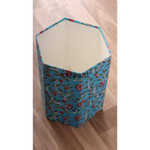 Cubo de basura indio hecho a mano para cocina, con tapa abierta, para papel y residuos, con estampado artesanal, para usar con tela de algodón. - Product Image 6