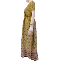 Vestido Largo Informal para Mujer, Estilo Kimono con Cordón Ajustable en Ambos Lados, Material de Rayón, Cuello Cuadrado, Estampado Floral, Verano, Chrysanta