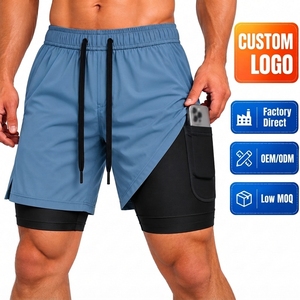OEM ODM Men's Athletic <b>Shorts</b> <b>with</b> <b>Phone</b> <b>Pocket</b> Towel Loop Quick Dry 2 in 1 Sports Running <b>Shorts</b> for <b>Gym</b> Fitness - Product Image 1