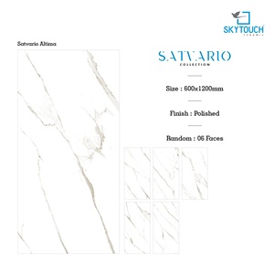 Azulejos de Porcelana Blancos Brillantes con Aspecto de Mármol, Pulidos y Esmaltados, de 60x120 cm (600 x 1200 mm), para Piso, de la India - Product Image 3