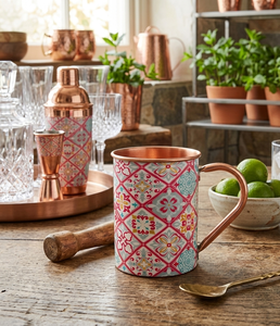 Mug en cuivre artisanal décoratif – Tasse à cocktail avec revêtement en cuivre de qualité alimentaire et poignée ergonomique – Style marocain vintage - Product Image 1