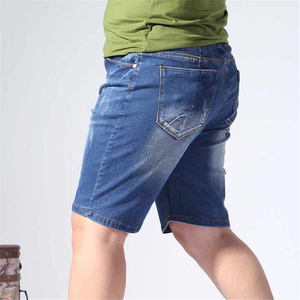 Low MOQ Hot Selling Men's Casual <b>Lace</b> Denim Shorts High Quality Breathable Cotton Spandex <b>Elastic</b> Waist Wholesale - Product Image 3