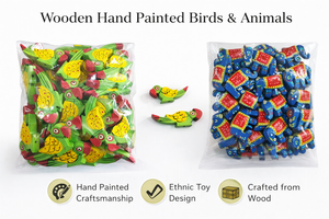 Figuras Decorativas de Madera Pintadas a Mano, con Temática de Diwali, Ecológicas, Desmontables, de Aves y Animales Contemporáneos - Product Image 6