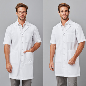 Blouse de laboratoire professionnelle unisexe, durable, à manches longues, tricotée, respirante et confortable - Product Image 4