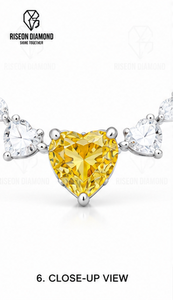 Collar de tenis de lujo con diamantes en forma de corazón amarillo, oro blanco de 18K, diamantes blancos con corte de corazón continuo, joyería fina nupcial de lujo - Product Image 5