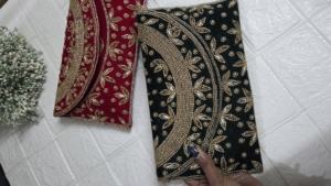 Handmade Elegant Velvet Envelope <b>Clutch</b> Set with Rich Emerald <b>Green</b> and Royal Maroon Exquisite Hand-Embroidered Design - Product Image 3