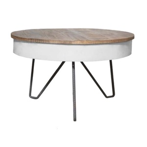 โต๊ะกาแฟไม้มะม่วงแข็งสไตล์วินเทจอุตสาหกรรมเหล็กดีไซน์แบบโบราณสำหรับบ้านวิลล่าโรงแรมเฟอร์นิเจอร์ห้องนั่งเล่น - Product Image 1