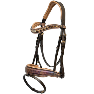 Bridon en cuir fantaisie avec forme anatomique et rembourrage doux, réglable, en cuir véritable, vente en gros - Product Image 4