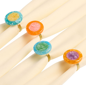 Anneau de serviette en résine multicolore transparent, logo personnalisé, fait main, décoration de table, anneau de serviette en résine - Product Image 2