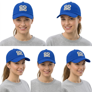 Casquette de baseball brodée Go Big bleue à 6 panneaux unisexe décontractée - Product Image 3