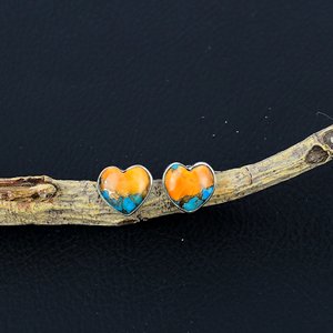 925 Sterling <b>Silver</b> Gemstone Spiny Oyster Turquoise <b>Stud</b> Earrings 925 Solid Sterling <b>Silver</b> Women Girls <b>Stud</b> Earrings Jewelry - Product Image 5