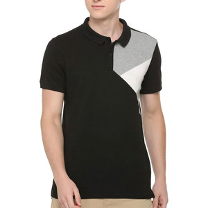 Polo de manga corta azul marino para hombre con cuello y puños rojos, diseño transpirable de algodón piqué informal. - Product Image 4