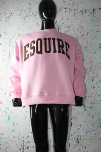ESQUIRE PINK <b>Mock</b> <b>Neck</b> Sweatshirt 100% BROWN Applique Embroidery wide <b>neck</b> Sweatshirt Finer Threads - Product Image 3