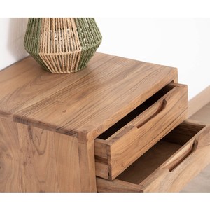 Mesita de noche Vandana Crystal Spirit en acacia natural y metal Alto con 2 cajones - Product Image 3