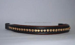 Bandas de cuero para cejas en forma recta con cristales de una y doble fila diamante mega Bling banda para cejas hecha a mano - Product Image 2