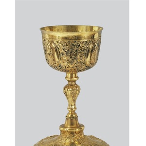 Metal Chalice And Ciborium Set With Ornamental Religious Details For Formal Liturgical Presentations - Product Image 5