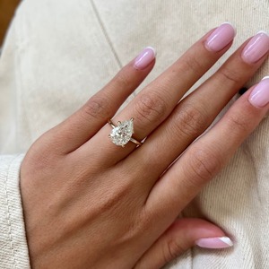 IGI Certified & VVS Clarity Pear Shaped Lab Created Diamond Solitaire <b>Ring</b> Thin <b>Dainty</b> Proposal Diamond <b>Ring</b> for Sale Export - Product Image 2