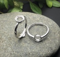 Handgefertigter 925er Silber 10mm Ring mit verstellbarer Fassung für Cabochons, Harzfüllung, 18K vergoldet, DIY Erinnerungsbeutel